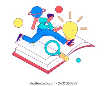 Character reading quietly vector concept operation hand drawn illustration
