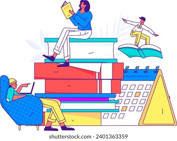 Character reading quietly vector concept operation hand drawn illustration
