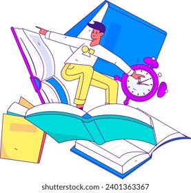 Character reading quietly vector concept operation hand drawn illustration
