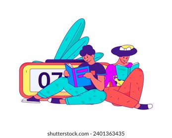 Character reading quietly vector concept operation hand drawn illustration
