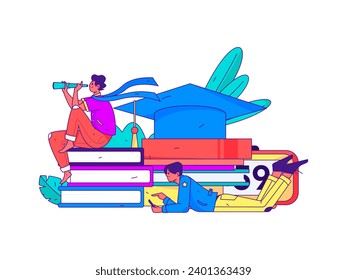 Character reading quietly vector concept operation hand drawn illustration
