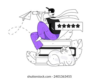 Character reading quietly vector concept operation hand drawn illustration
