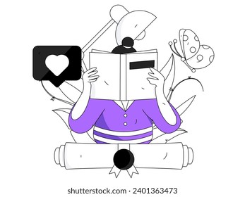 Character reading quietly vector concept operation hand drawn illustration

