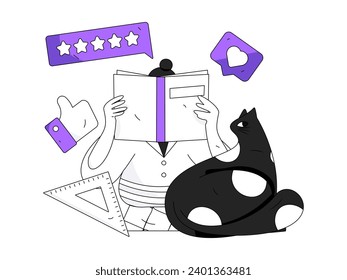 Character reading quietly vector concept operation hand drawn illustration
