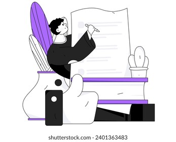 Character reading quietly vector concept operation hand drawn illustration
