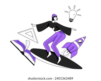 Character reading quietly vector concept operation hand drawn illustration
