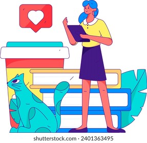 Character reading quietly vector concept operation hand drawn illustration
