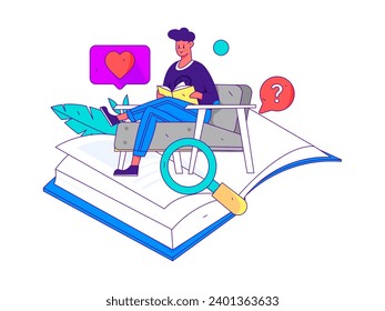 Character reading quietly vector concept operation hand drawn illustration
