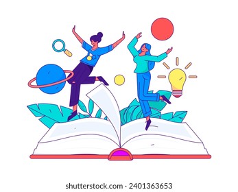 Character reading quietly vector concept operation hand drawn illustration
