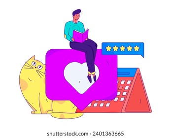 Character reading quietly vector concept operation hand drawn illustration
