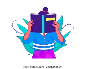 Character reading quietly vector concept operation hand drawn illustration
