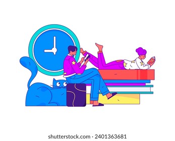 Character reading quietly vector concept operation hand drawn illustration
