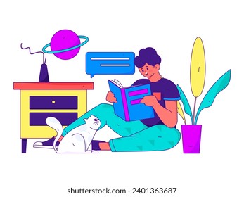 Character reading quietly vector concept operation hand drawn illustration
