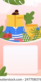 Character reading quietly vector concept operation hand drawn illustration
