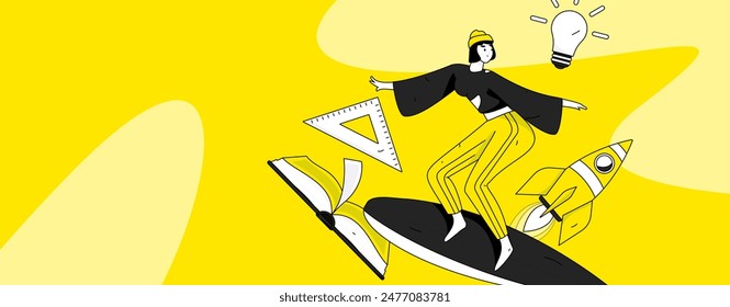 Character reading quietly vector concept operation hand drawn illustration
