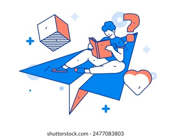 Character reading quietly vector concept operation hand drawn illustration
