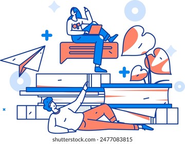 Character reading quietly vector concept operation hand drawn illustration

