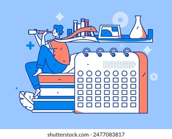 Character reading quietly vector concept operation hand drawn illustration
