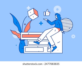 Character reading quietly vector concept operation hand drawn illustration
