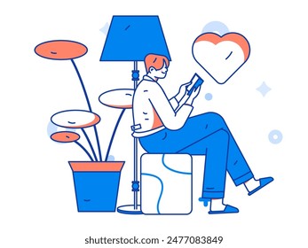 Character reading quietly vector concept operation hand drawn illustration
