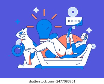 Character reading quietly vector concept operation hand drawn illustration
