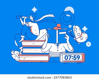 Character reading quietly vector concept operation hand drawn illustration
