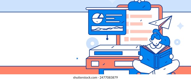 Character reading quietly vector concept operation hand drawn illustration
