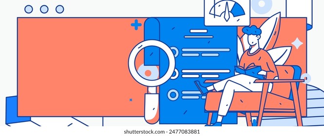 Character reading quietly vector concept operation hand drawn illustration
