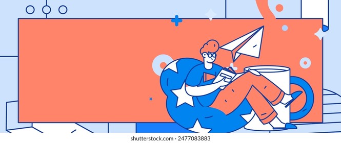 Character reading quietly vector concept operation hand drawn illustration
