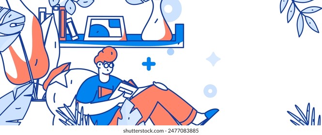 Character reading quietly vector concept operation hand drawn illustration
