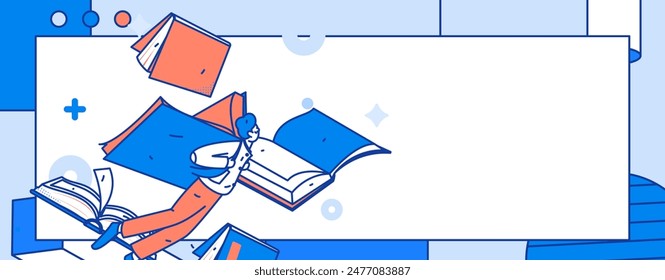 Character reading quietly vector concept operation hand drawn illustration
