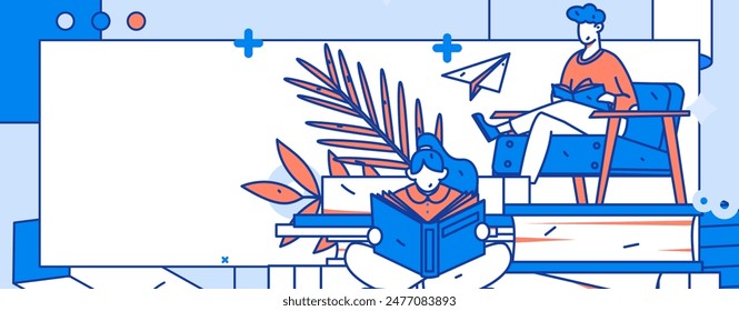 Lectura de personajes Vector silencioso concepto operación ilustración dibujada a mano

