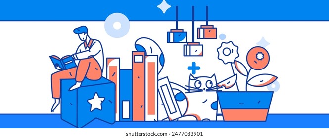 Lectura de personajes Vector silencioso concepto operación ilustración dibujada a mano
