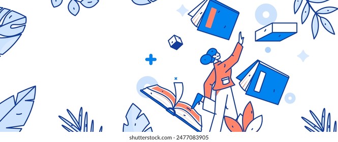 Character reading quietly vector concept operation hand drawn illustration

