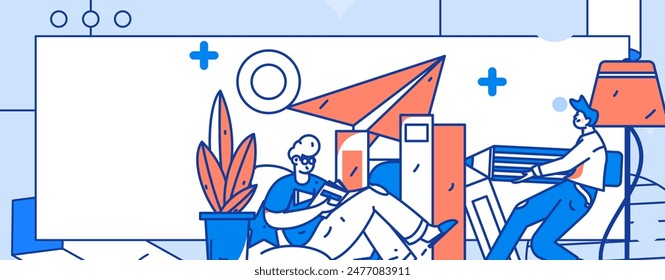 Character reading quietly vector concept operation hand drawn illustration

