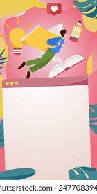 Character reading quietly vector concept operation hand drawn illustration
