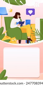 Character reading quietly vector concept operation hand drawn illustration
