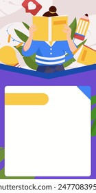 Character reading quietly vector concept operation hand drawn illustration
