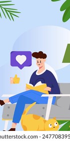 Character reading quietly vector concept operation hand drawn illustration
