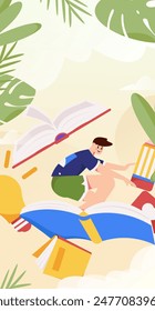 Lectura de personajes Vector silencioso concepto operación ilustración dibujada a mano
