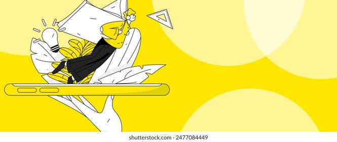 Character reading quietly vector concept operation hand drawn illustration

