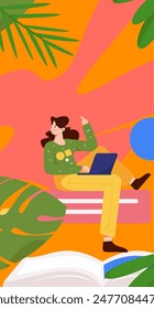 Character reading quietly vector concept operation hand drawn illustration

