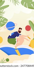 Character reading quietly vector concept operation hand drawn illustration
