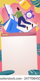 Lectura de personajes Vector silencioso concepto operación ilustración dibujada a mano
