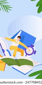 Character reading quietly vector concept operation hand drawn illustration

