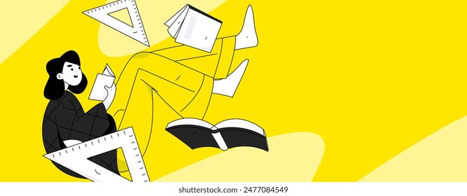 Character reading quietly vector concept operation hand drawn illustration
