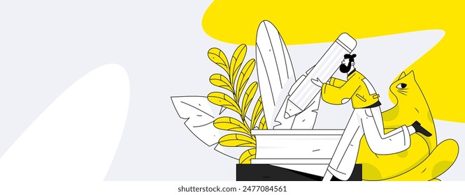 Character reading quietly vector concept operation hand drawn illustration
