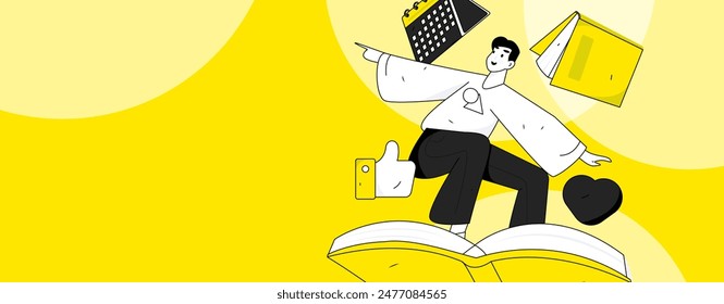 Character reading quietly vector concept operation hand drawn illustration
