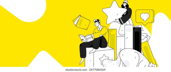 Character reading quietly vector concept operation hand drawn illustration
