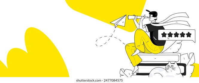 Character reading quietly vector concept operation hand drawn illustration
